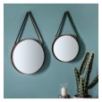 Wall Mirror with Hanging Strap - Bronze (Set of Two)