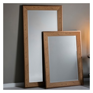 Bronze Framed Oak Rectangular Mirror
