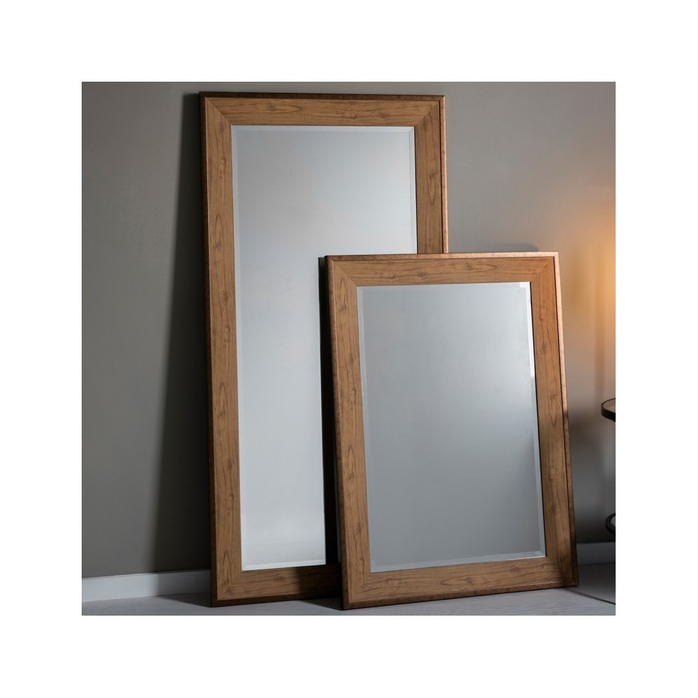 Bronze Framed Oak Rectangular Mirror