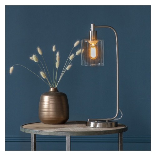 Industrial Brushed Nickle Table Lamp