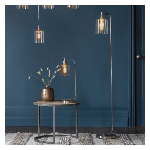 Industrial Brushed Nickel Floor Lamp