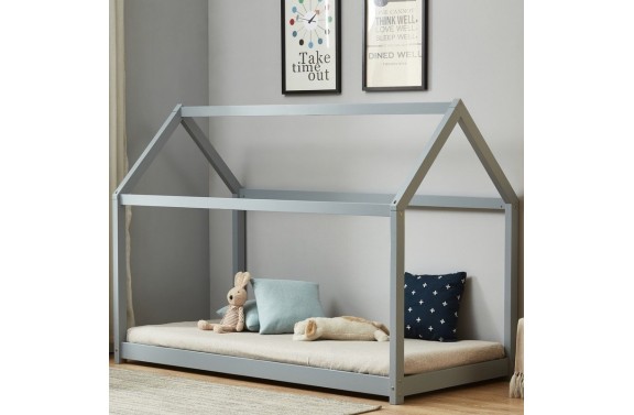 Children's Grey Painted House Bed - Single