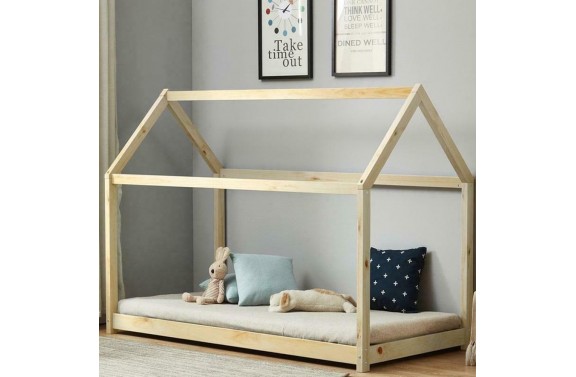 Children's Natural Pine House Bed - Single
