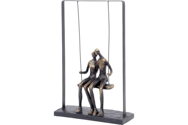 Bronze Couple Sitting On Swing Sculpture