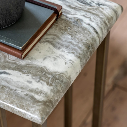 Marble and brushed bronze...