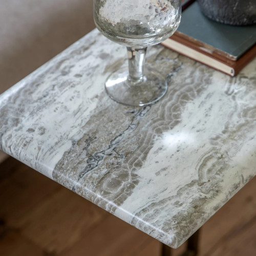 Marble and brushed bronze...