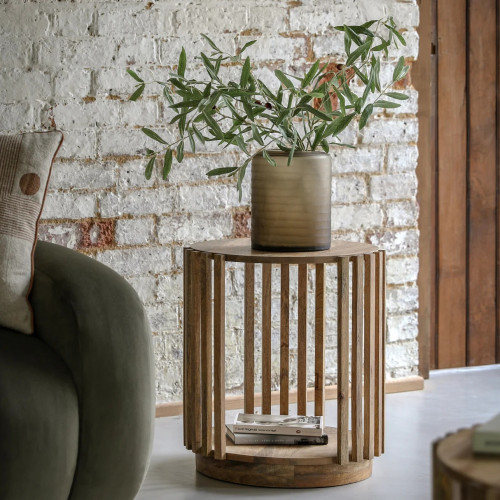 Slatted Acacia Side Table