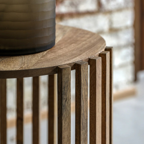 Slatted Acacia Side Table